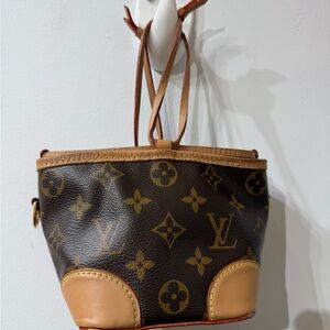 Louis Vuitton Monogram Mini Bucket Bag in Brown and Tan